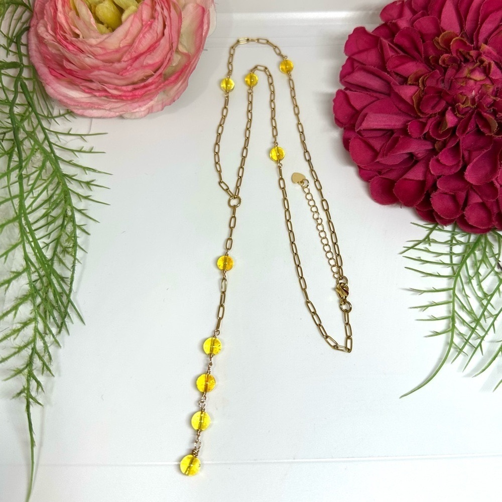 NEW⚜️Carnelian & Coral Lariat Beaded Necklace - Picture 7 of 7